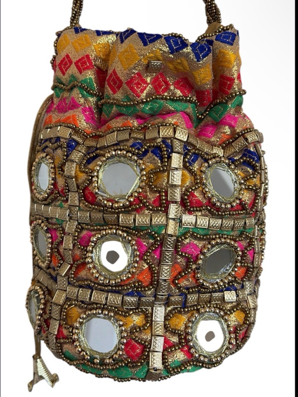 Stunning Handmade Silk Potli Rajasthani Embroidery Handbag Women